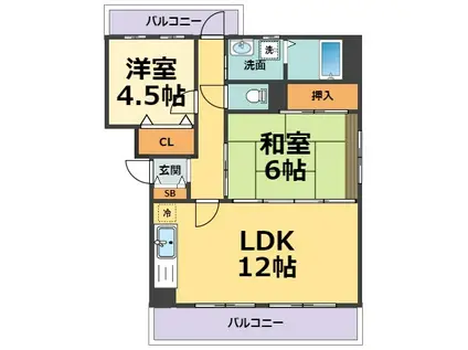 パークサイド天文(2LDK/3階)の間取り写真