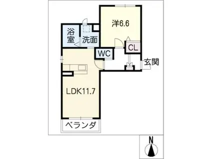 モンシャトー(1LDK/3階)の間取り写真