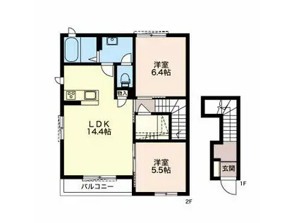 ＪＲ東海道本線 安倍川駅 徒歩35分 2階建 築19年(2LDK/2階)の間取り写真