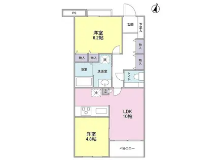 メジロテーク(2LDK/3階)の間取り写真