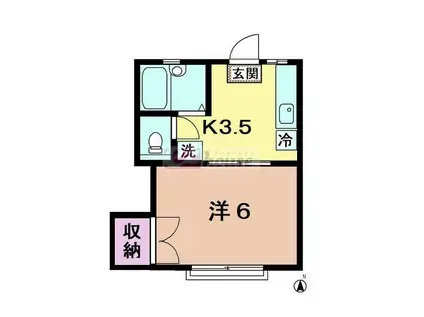 アーバンヒル(1K/1階)の間取り写真