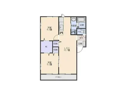 エルミタージュ(2LDK/1階)の間取り写真