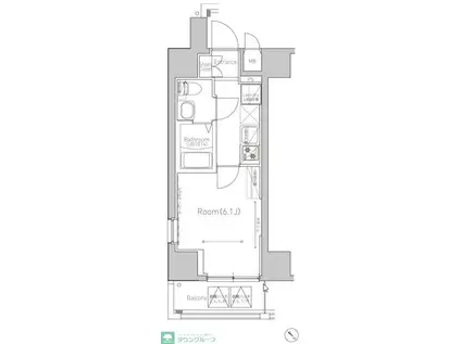 RELUXIA横濱鶴見(1K/6階)の間取り写真