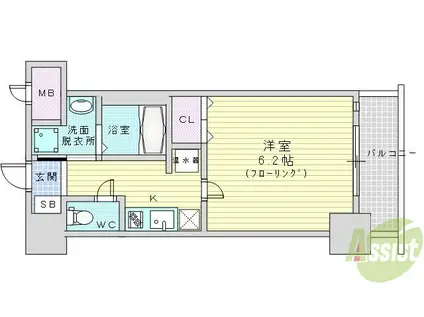 グレイスレジデンス大阪ウエスト(1K/3階)の間取り写真