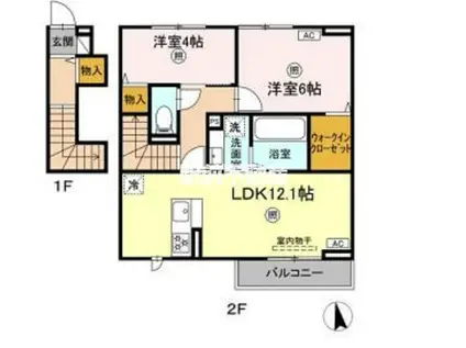 アベリア(2LDK/2階)の間取り写真