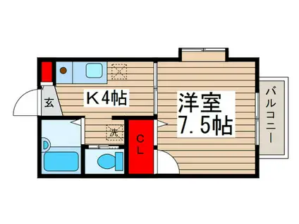 サンヒルズⅡ(1K/1階)の間取り写真