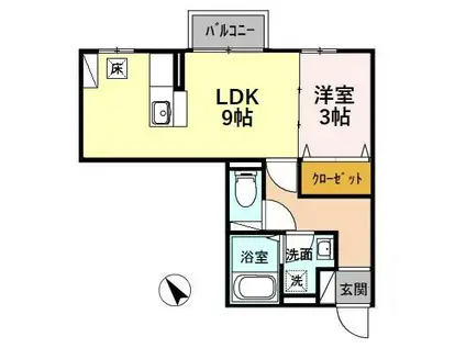 BESTHOUSE C(1LDK/1階)の間取り写真