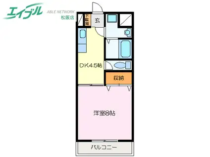 サンハイツイトウ C棟(1DK/3階)の間取り写真