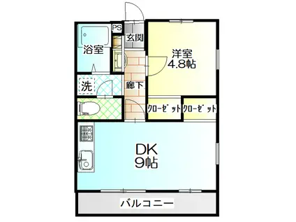 エルグランドNAKA B棟(1DK/2階)の間取り写真