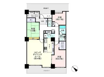 スカイプラザユーカリが丘・イーストタワー(3LDK/19階)の間取り写真