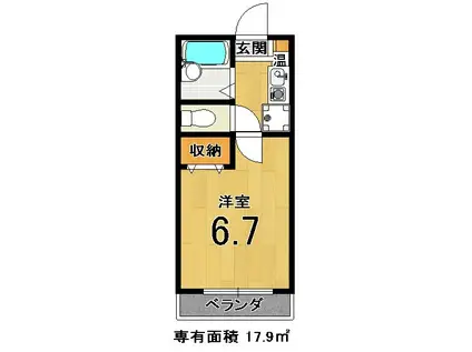コットンハウスII(1K/1階)の間取り写真