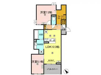 ビルゴ中吉野(2LDK/2階)の間取り写真