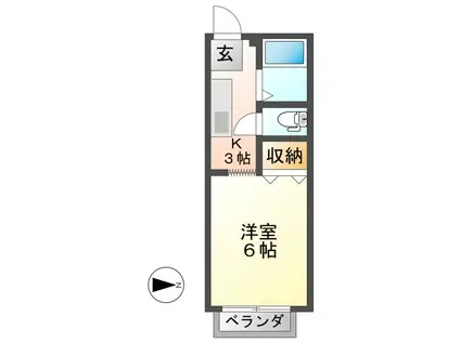 ビューライフ日野(1K/1階)の間取り写真