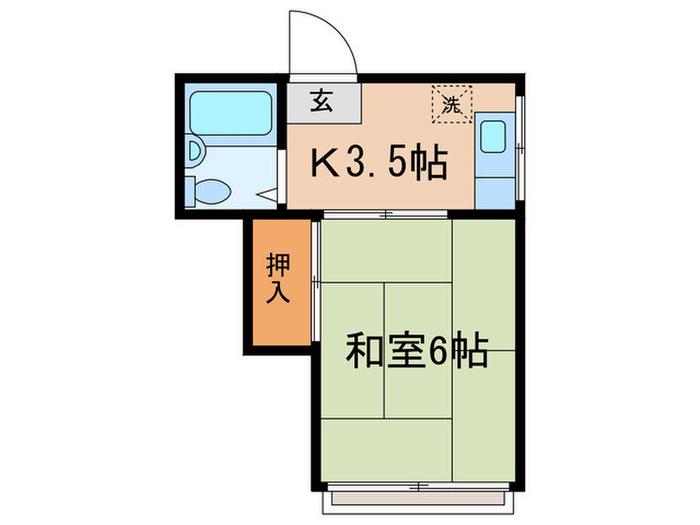 大平荘(1K/1階)の間取り写真