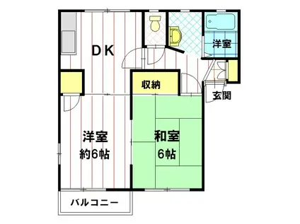 シャトウ伊勢宮(2DK/1階)の間取り写真