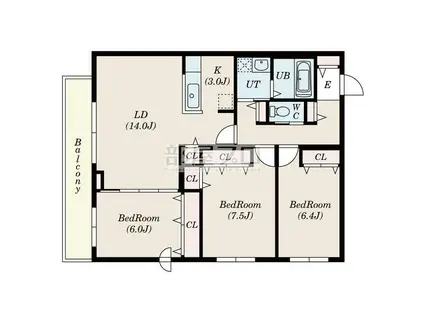キャステル20(3LDK/1階)の間取り写真