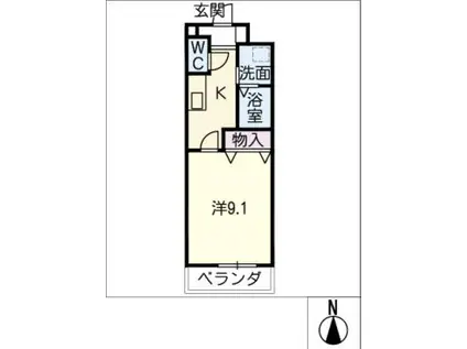 ラヴァーグミディ(1K/1階)の間取り写真