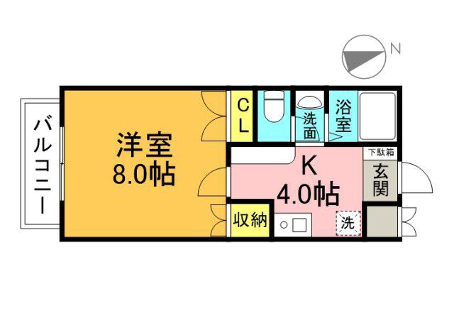 ピア サテライト(1K/2階)の間取り写真