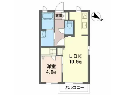 アルケーディアとみおか(1LDK/2階)の間取り写真