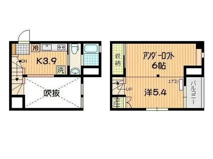 ヒューマンスクエア月が丘(1K/1階)の間取り写真