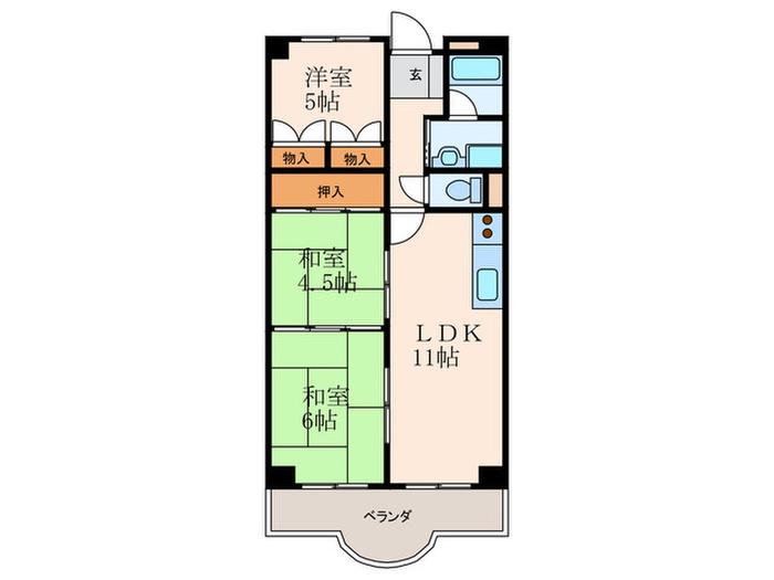 マンションピア(3LDK/3階)の間取り写真