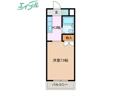 AKEBOHNOB(1K/2階)の間取り写真