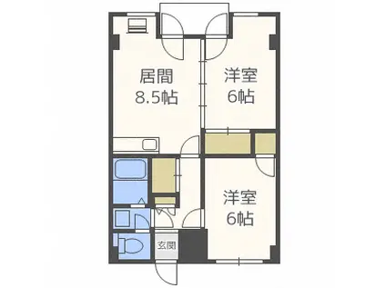 フロンティア菊水(2DK/9階)の間取り写真