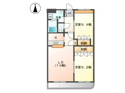 サンパレスダンディB(2LDK/2階)の間取り写真