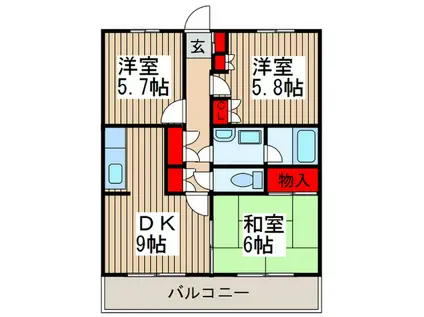 GIFT(3DK/1階)の間取り写真