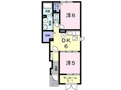 セレーブルA(2DK/1階)の間取り写真