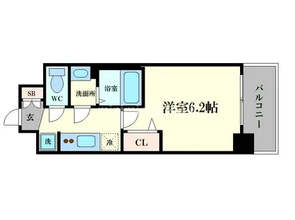 グランカリテ九条南(1K/4階)の間取り写真