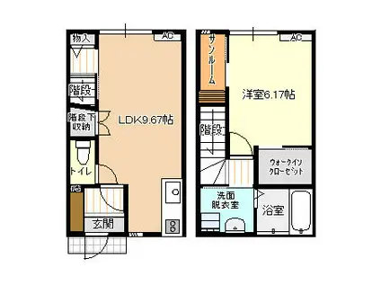ビオラ古定塚A棟(1LDK/1階)の間取り写真