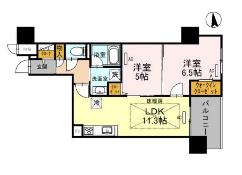 IBCレジデンス ウエスト (2LDK/11階)の間取り写真