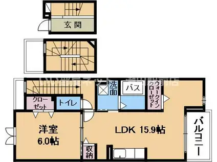 BLISS I(1LDK/3階)の間取り写真