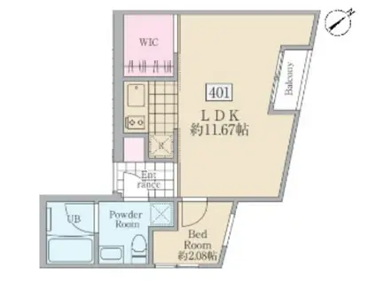 REVE RESIDENCE 市ヶ谷II レーヴレジデンス イチガヤII(1LDK/4階)の間取り写真