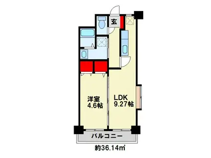 メディアパークII(1LDK/2階)の間取り写真