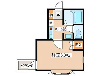 第3レジデンス白鳥(1K/1階)の間取り写真