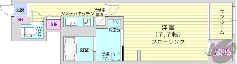 サニーサーガ(1K/1階)の間取り写真
