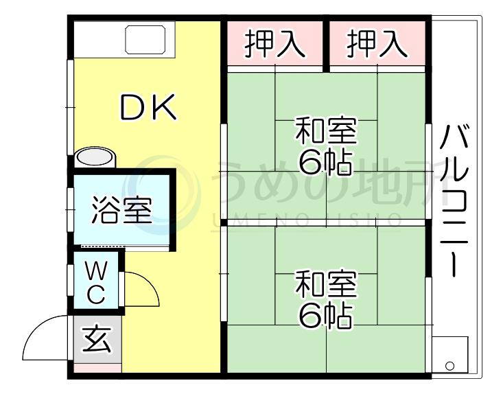 レイクヒルYS(2DK/4階)の間取り写真