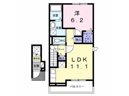 富里市七栄647 1LDK 2階(1LDK/2階)の間取り写真