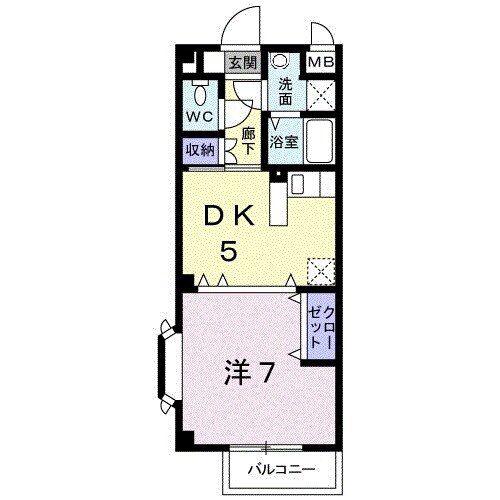 ブローテ羽山A(1DK/2階)の間取り写真
