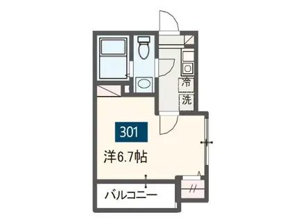 MELDIA稲城II(1K/3階)の間取り写真