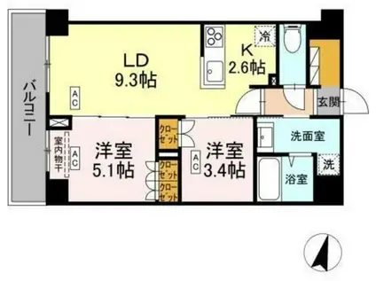 ロイジェント西新井(2LDK/2階)の間取り写真