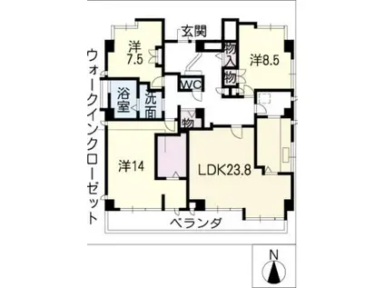 プレステージ川名II(3LDK/4階)の間取り写真