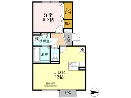 プレル八景水谷(1LDK/1階)の間取り写真