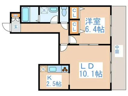 グランルナ(1LDK/1階)の間取り写真