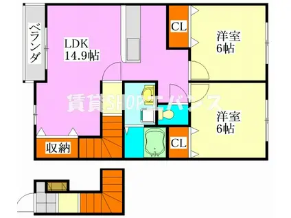 フルールI(2LDK/2階)の間取り写真