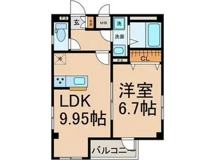 グランレーヴ千代田(1LDK/4階)の間取り写真