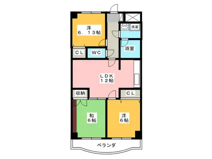 リバーサイドコート(3LDK/2階)の間取り写真