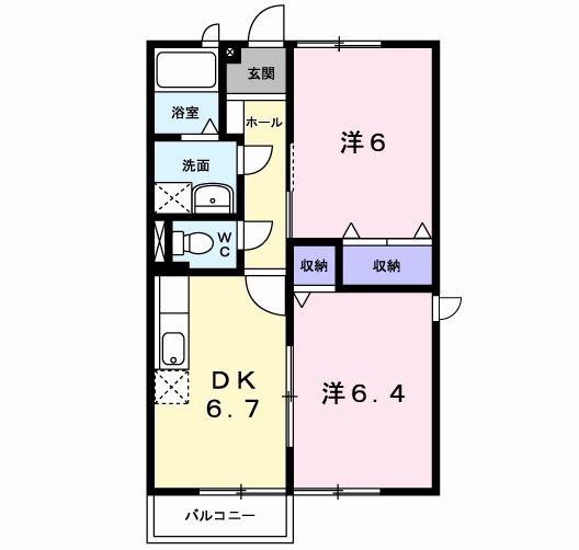コータ・コート黒川 A(2DK/2階)の間取り写真